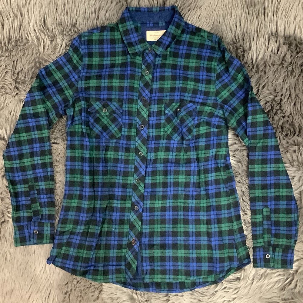 Weatherproof | Women's Button Down Plaid Shirt | Blue & Green | Various Sizes